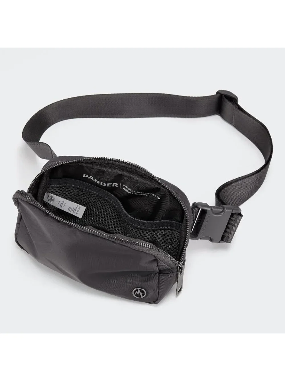 Men's Dim Grey Crossbody Belt Bag Wide Zipper Adjustable Strap 3-Pockets
